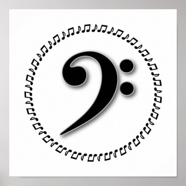 Bass Clef Music Note Design Poster (Vorne)