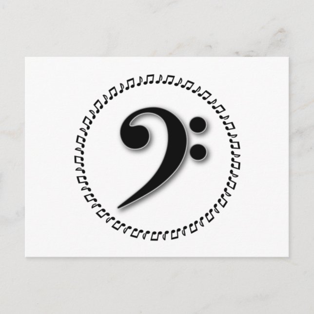 Bass Clef Music Note Design Postkarte (Vorderseite)