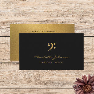 Bass Clef Music Teacher Gold&Black Beruflich Visitenkarte