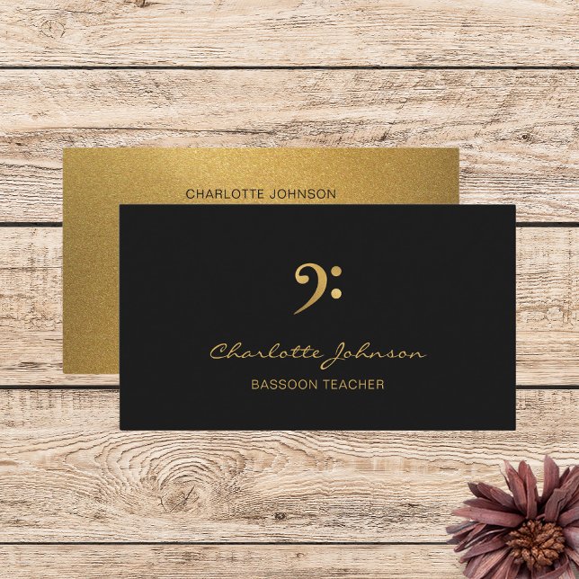 Bass Clef Music Teacher Gold&Black Beruflich Visitenkarte (Von Creator hochgeladen)