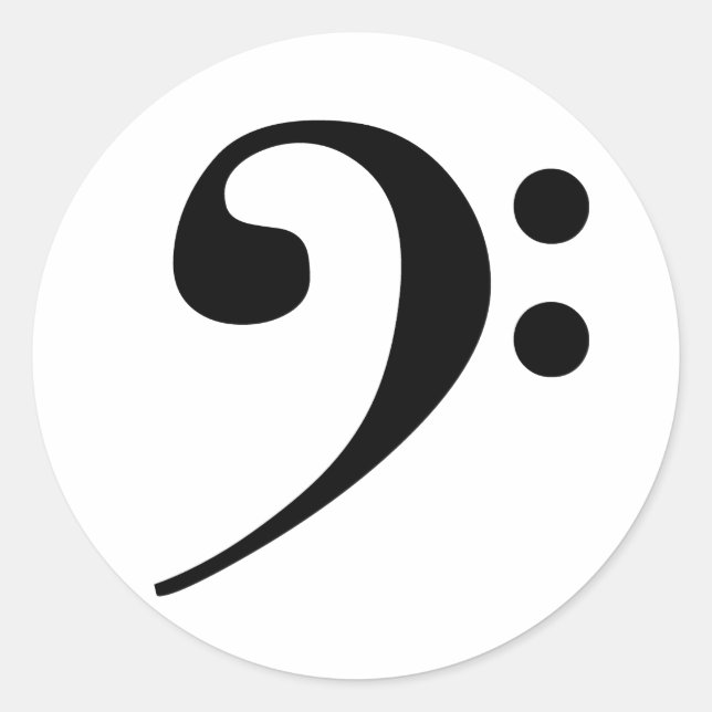 Bass Clef Runder Aufkleber (Vorderseite)