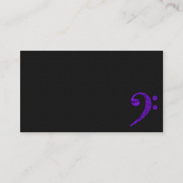 Bass Clef Symbol. Violet Musician Business Card Visitenkarte (Vorderseite)