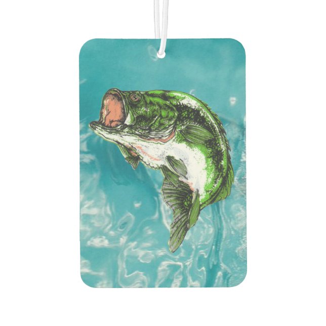 Bass, der aus Wasser austritt Autolufterfrischer (Rückseite)