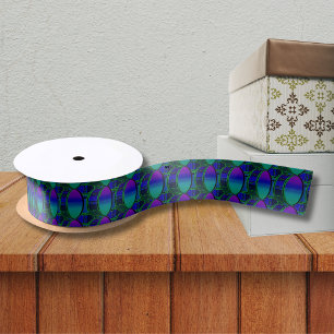 Bass Drum Shades of Blue Pattern Ribbon Satinband