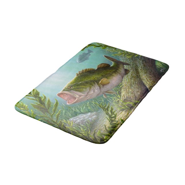 Bass-Fische Badematte (Schrägansicht)