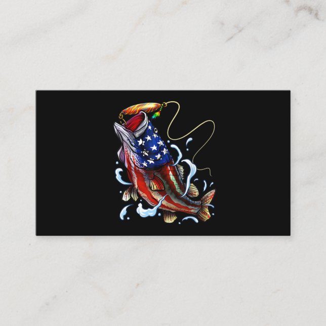 Bass Fish American Flag Patriotic Fishing Visitenkarte (Vorderseite)