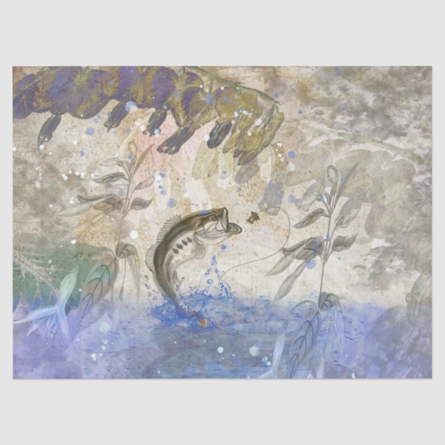 Bass Fish Fisherman Decoupage Seidenpapier (Vorderseite)
