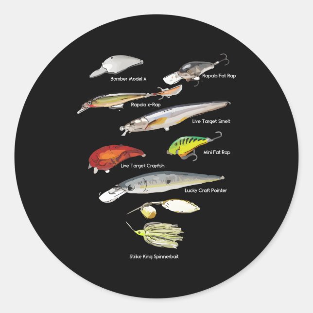 Bass Fish Lures Baits Fishing Runder Aufkleber (Vorderseite)