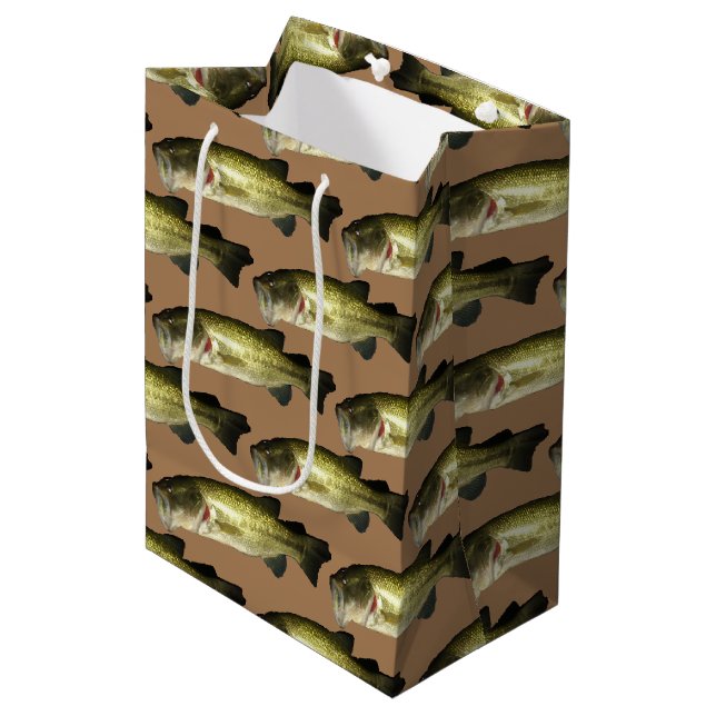 Bass Fish Muster Herren Mittlere Geschenktüte (Vorderseite Schrägansicht)