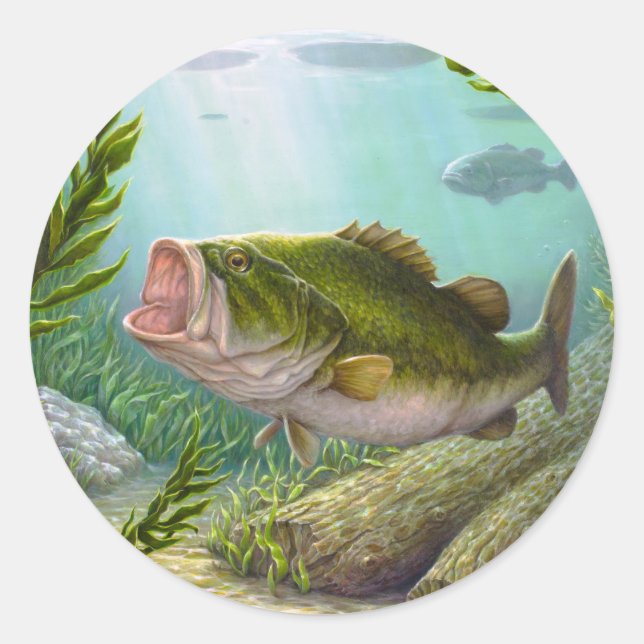 Bass Fish Runder Aufkleber (Vorderseite)