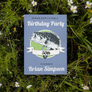 Bass Fishing Anniversaire Hommes Hobby Invitation