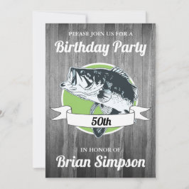 Bass Fishing Birthday Men's Sports Angler 50. Einladung
