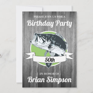 Bass Fishing Birthday Men's Sports Angler 50. Einladung