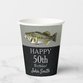 Bass Fishing Birthday Party Männer's 50. Cool  Pappbecher