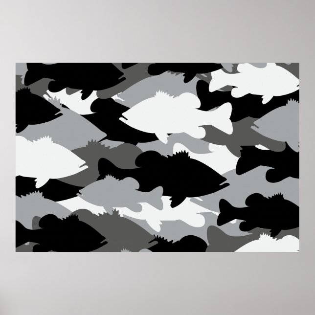 Bass Fishing Black Camouflage Poster (Vorne)