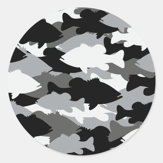 Bass Fishing Black Camouflage Runder Aufkleber (Vorderseite)