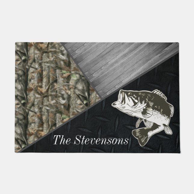 Bass Fishing Family Name Camouflage Welcome Fußmatte (Vorderseite)