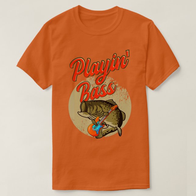 Bass Fishing Guitar Angling Fisherman Blac T-Shirt (Design vorne)