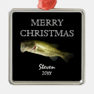 Bass Fishing Hobby Frohe Weihnachten Personalisier Ornament Aus Metall