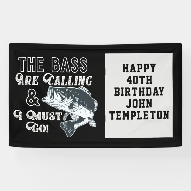 Bass Fishing Joyeux Anniversaire Bannière Ajouter  (Horizontal)