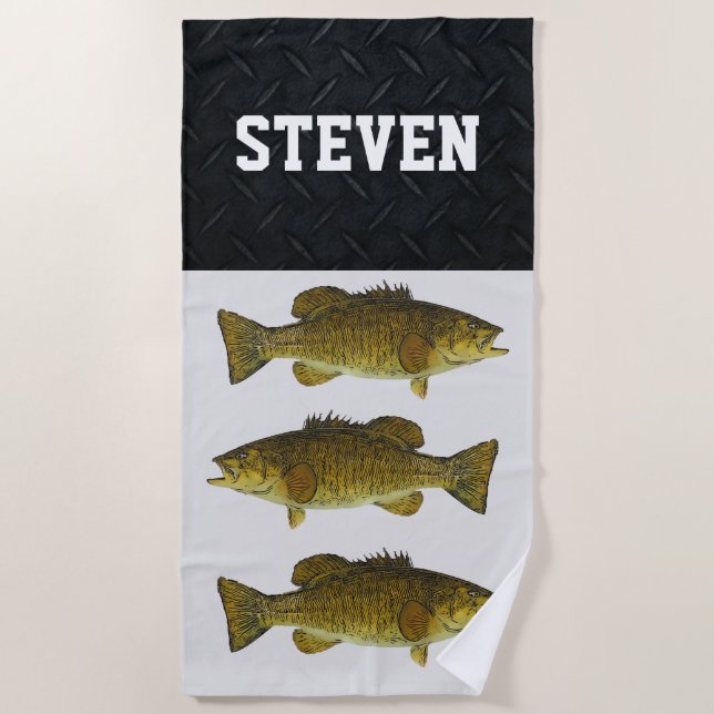 Bass Fishing Smallmouth Herren Sport Name Strandtuch (Vorderseite)