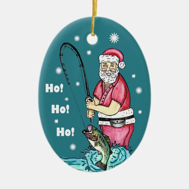 Bass Fishing Weihnachten Keramik Ornament (Vorne)