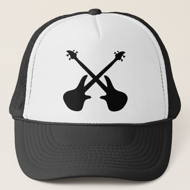 Bass-Gitarre gekreuzt Truckerkappe (Vorderseite)