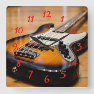 Bass-Gitarre Quadratische Wanduhr