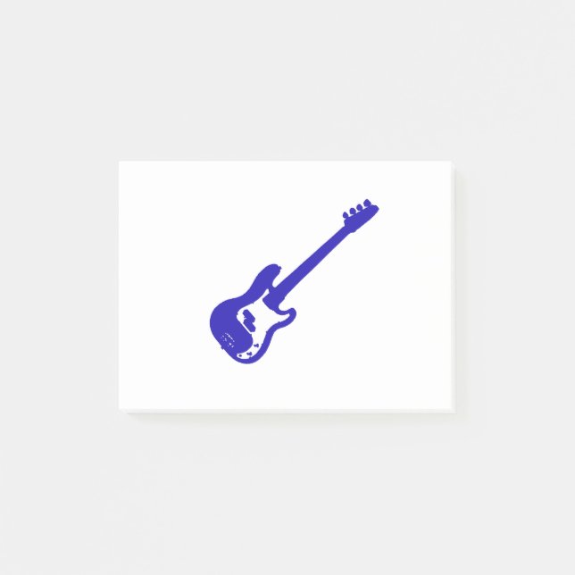 Bass-Gitarre schräg gelegenes blaues graphic.png Post-it Klebezettel (Vorderseite)