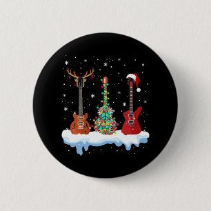 Bass Gitarre Weihnachtsmannmütze Rentideer Hippie  Button