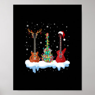 Bass Gitarre Weihnachtsmannmütze Rentideer Hippie  Poster