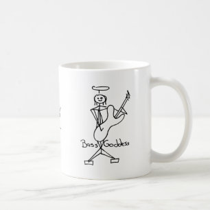 Bass-Göttin-Strichmännchen-weiblicher Bass-Spiel Kaffeetasse