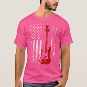 Bass Guitar American Flag Bass Guitar T Shirt