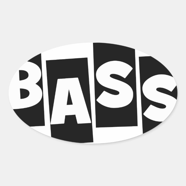 Bass Guitar Black klopfen Textdesign aus Ovaler Aufkleber (Vorderseite)