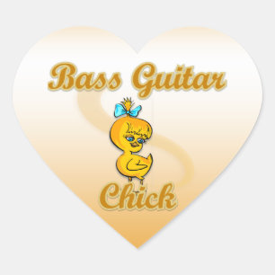 Bass Guitar Chick Herz-Aufkleber