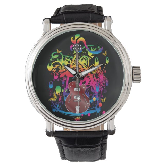 Bass Guitar Color Splash Armbanduhr (Vorderseite)