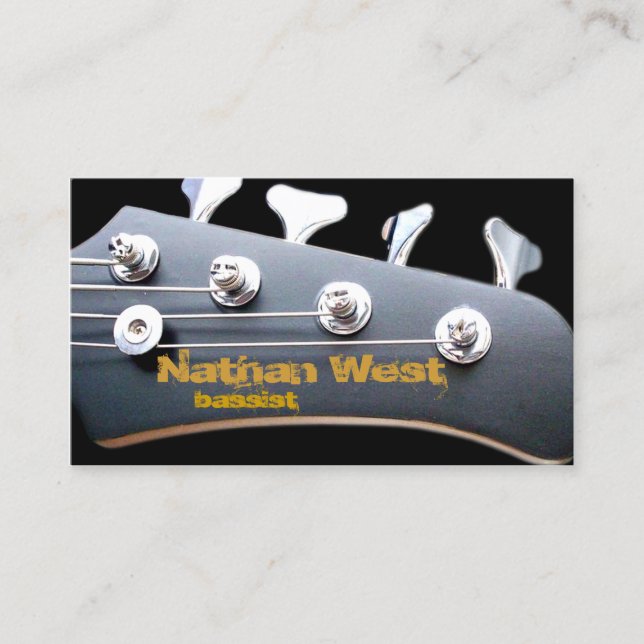 Bass Guitar Headstock mit Name Business Card Visitenkarte (Vorderseite)