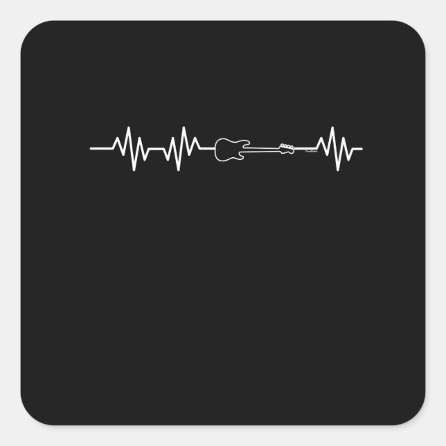 Bass Guitar Heartbeat Bass Gitarre Liebhaber Quadratischer Aufkleber (Vorderseite)