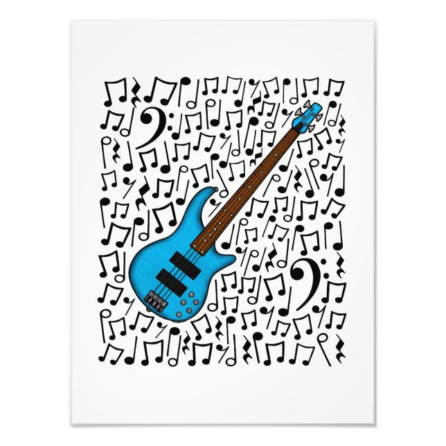 Bass Guitar Musical Notes Bassist Musiker Fotodruck (Vorne)