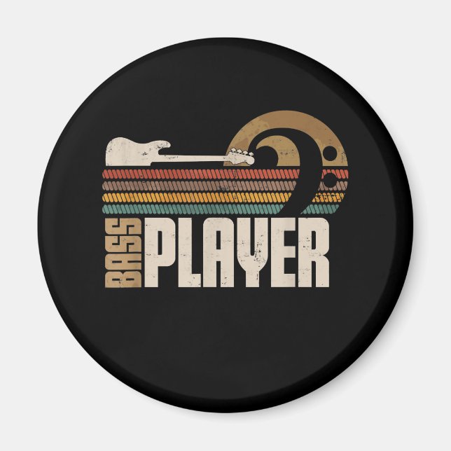 Bass Guitar Player Bass Clef Bassist Magnet (Vorne)