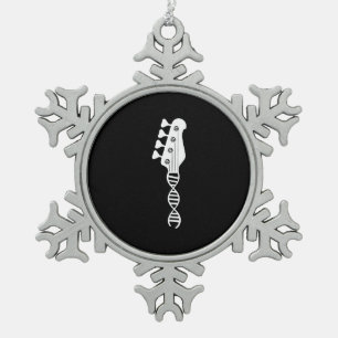 Bass Guitar Player Bassist Schneeflocken Zinn-Ornament