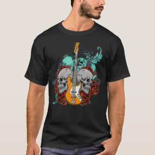 Bass Guitar Skull Rote Rosen Bassist Bass Player T-Shirt