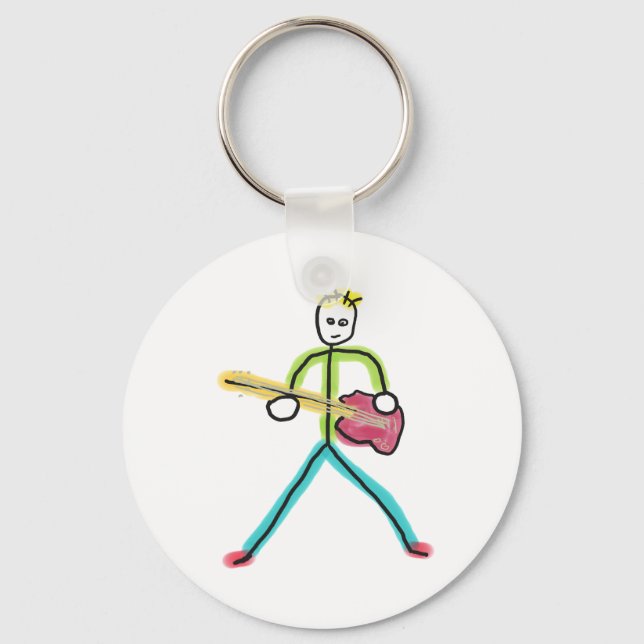 Bass Guitar Stickman Schlüsselanhänger (Vorderseite)