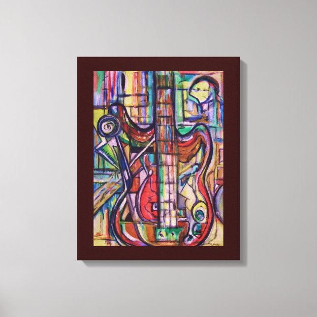 Bass Guitar Stretched Canvas Print by ValAries Leinwanddruck (Vorderseite)