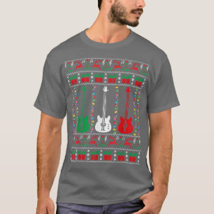 Bass Guitar Ugly Christmas Sweater Guitar Player X T-Shirt