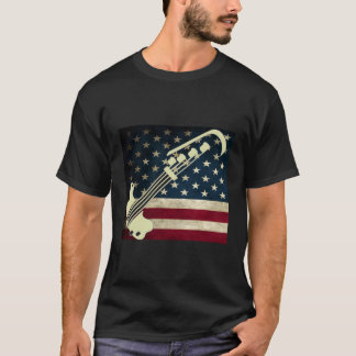 Bass Guitar Us Flag T - Shirt Bass Player Tee Shir