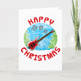 Bass Guitar Weihnachtskarte Bassist Musiker Dankeskarte
