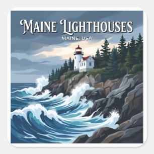 Bass Harbor Head Light Tremont Maine Andenken Quadratischer Aufkleber