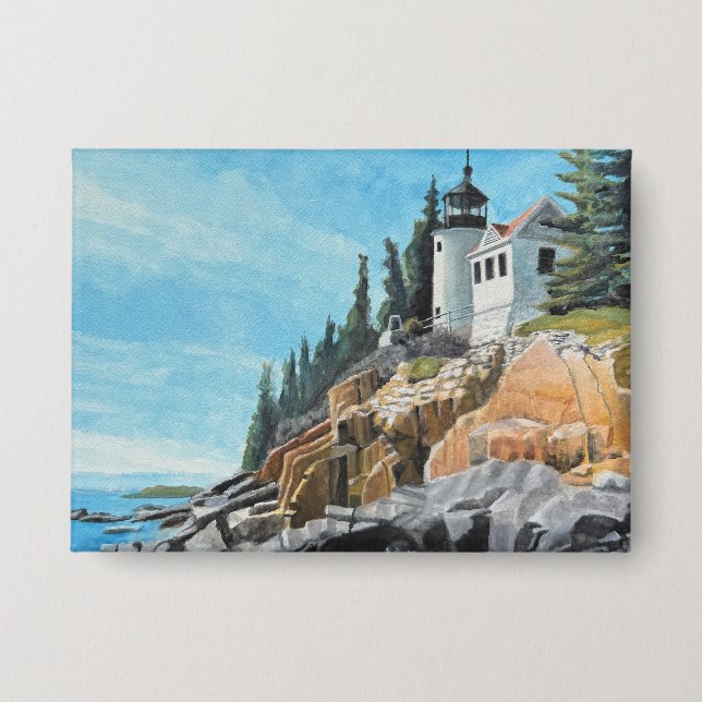 Bass Harbor Leuchtturm Button (Vorderseite)