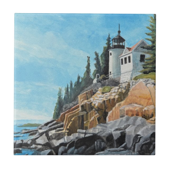 Bass Harbor Leuchtturm Fliese (Vorderseite)